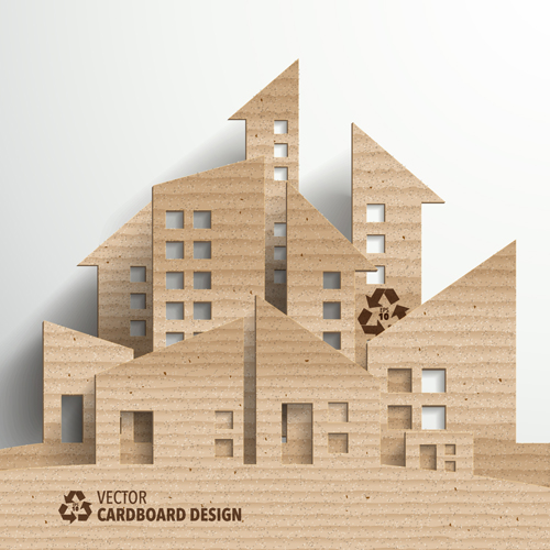 Cardboard city building design vector city building cardboard building   