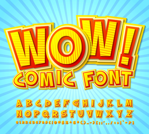 Comic styles fonts design set 09 styles fonts design Comic   