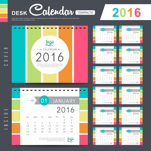 2016 New year desk calendar vector material 99 year new material desk calendar 2016   