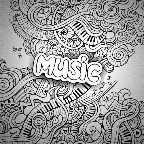 Music sketch floral pattern vector background Vector Background sketch pattern vector pattern music floral pattern   