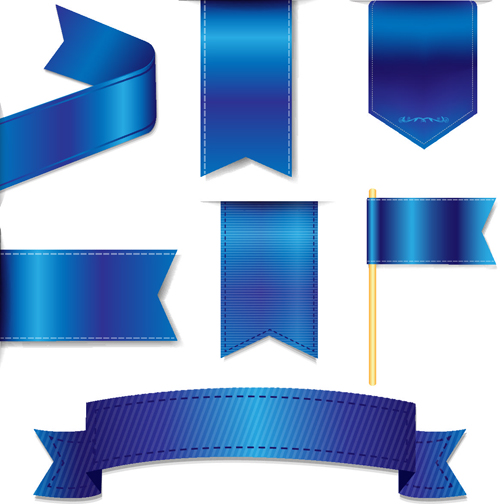 Bookmarks with ribbon blue vector material ribbon bookmarks blue   