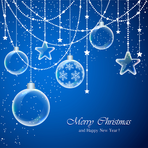 Transparent christmas balls with blue background vector transparent christmas blue balls background   