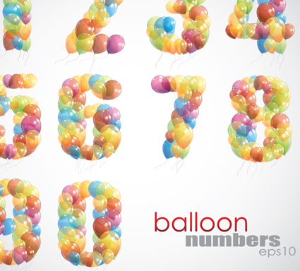 Colorful balloon Consisting of alphabet with numbers vector 02 numbers number Consisting colorful balloon alphabet   