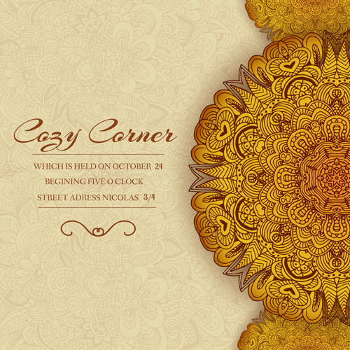 Ornate retro floral cards vector material 03 vector material Retro font ornate material floral cards   