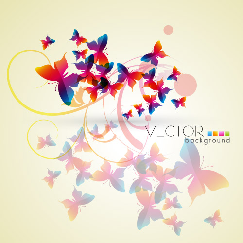 Multicolor butterflies with floral vector background Vector Background multicolor butterflies background   