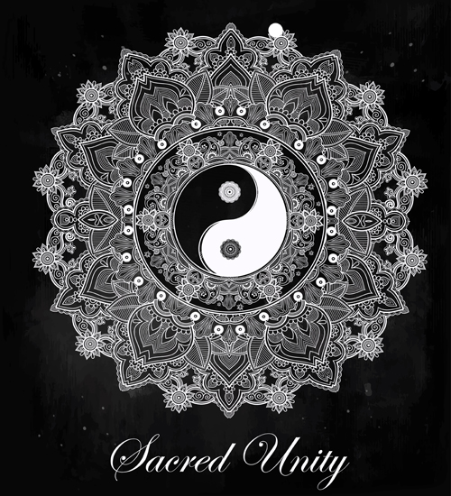 Yin and Yang with mandala patterns vector 05 Yin Yang patterns Mandala   