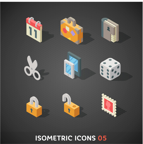 Isometric icons flat vector design 07 isometric icons   