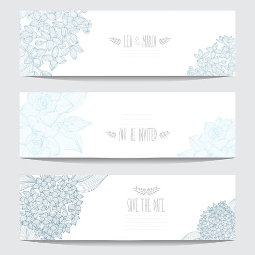 Hand drawn floral banners vectors material 04 hand drawn floral banners   