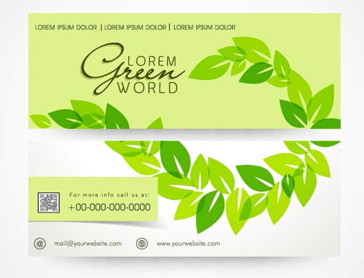 Green leaf styles banners vector Green Leaf banners   