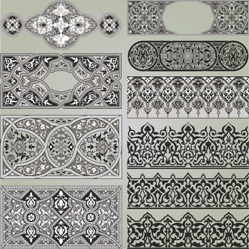 Vintage Calligraphic border frame and ornament vector set 16 vintage ornament frame elements element calligraphic border   