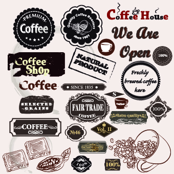 Coffee labels with ornaments vector 05 ornaments ornament labels label coffee   