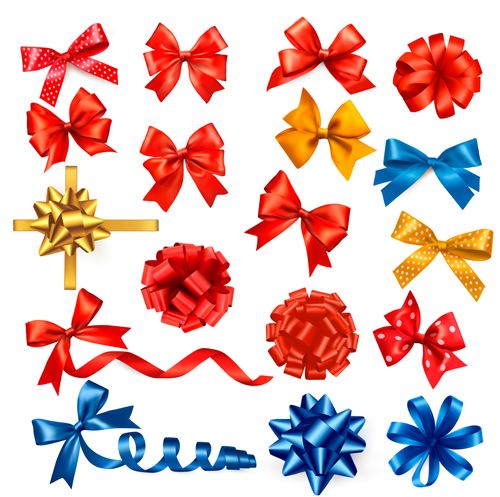 Creative bow design vector material set 01 material creative bow   