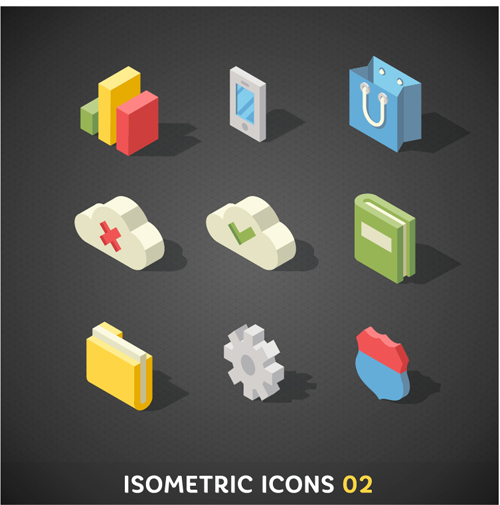 Isometric icons flat vector design 02 isometric icons   