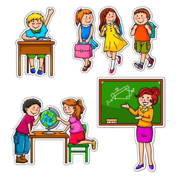 Set of Children in school design vector 04 school children   