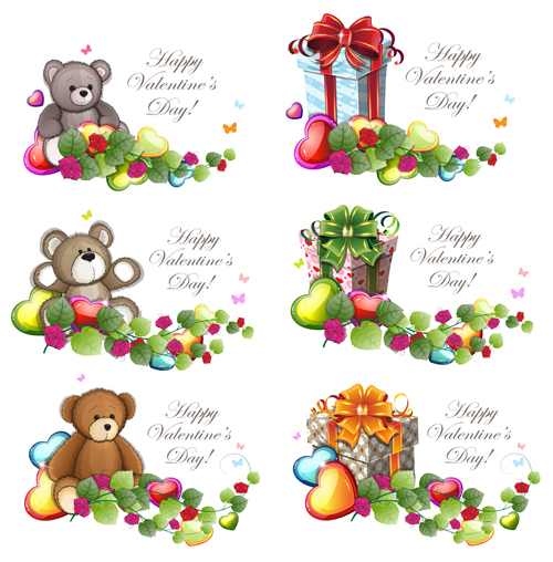 Teddy bear Valentines cards vectors 01 valentines teddy bear cards   