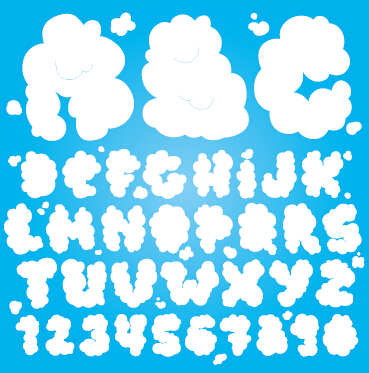Cloud numbers and alphabet vector graphics numbers number cloud alphabet   