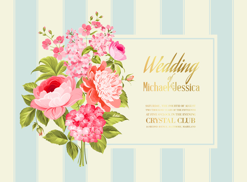 Floral marriage invitation cards vintage vectors 05 vintage marriage invitation floral cards   