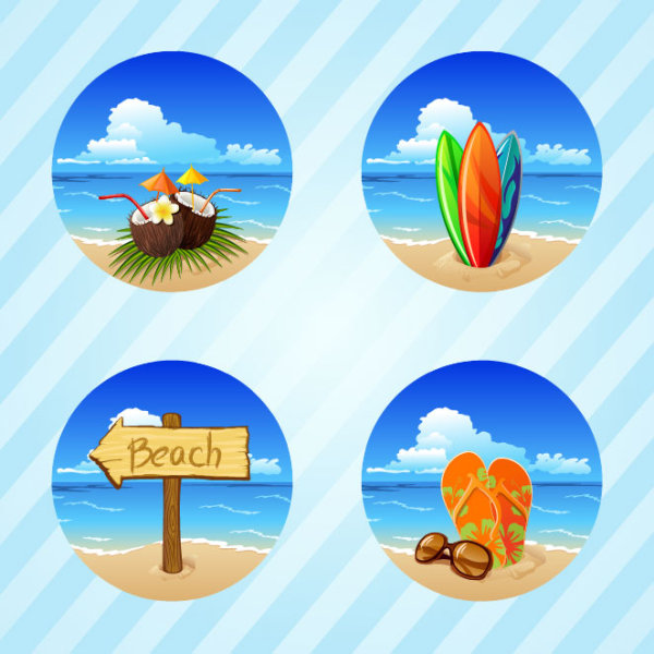 Different Summer Seaside elements vector set 02 summer seaside elements element different   