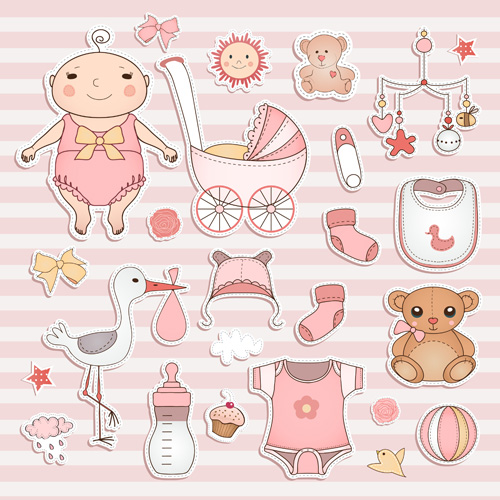Baby elements sticker vector material 02 sticker elements baby   