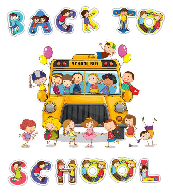 Set of Children in school design vector 01 school children   