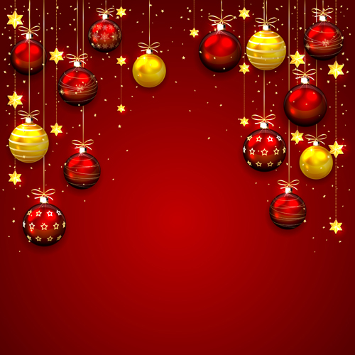 Red with golden christmas balls with baubles vector red golden christmas baubles balls   