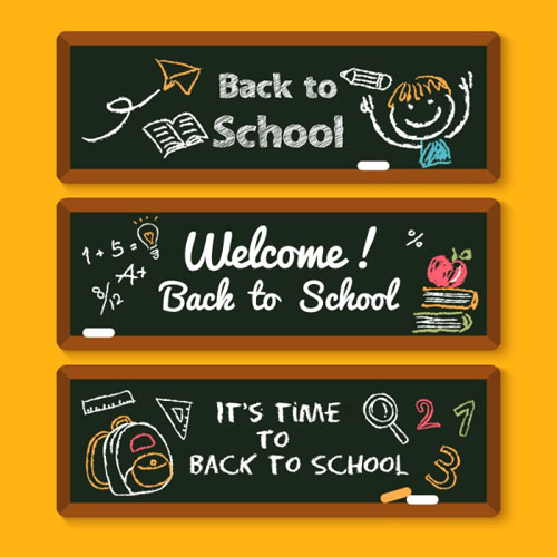 Back to school blackboard banners vectors school blackboard black banners   