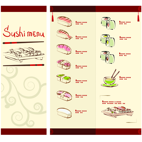 Vector Japan Sushi Menu Templates 02 templates template Sushi menu japan   