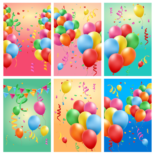 Colored balloons with birthday background graphics vector 02 graphics colored birthday balloons background   