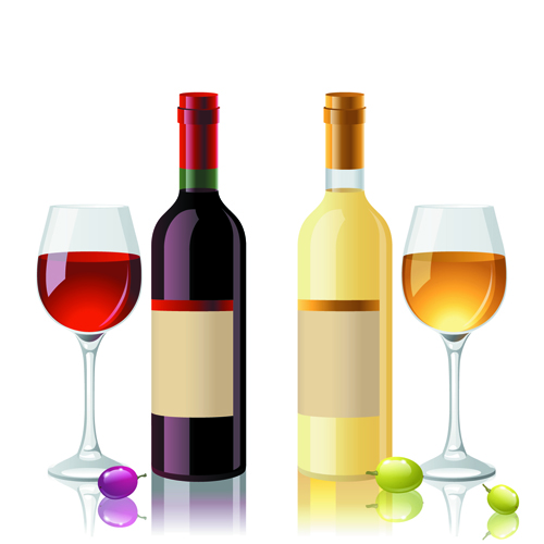 Wine Bottles and Wineglass vector set 01 wineglass wine bottles wine bottle wine   