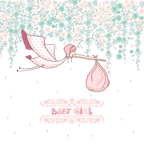 Baby girl cute card vector girl card baby   
