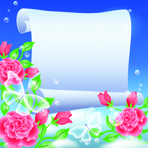 Flower with paper dream background vector 01 paper flower dream background vector background   