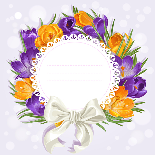 Purple flower with bow vector cards 02 purple flower cards card bow   