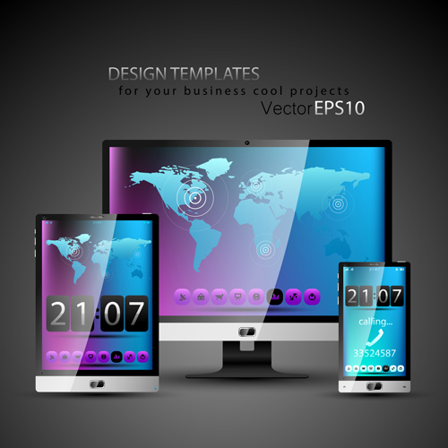 Realistic devices responsive design template vector 05 template responsive realistic devices   