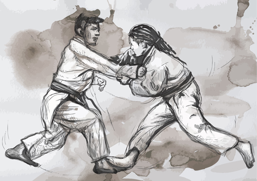 Sketch judo watercolor vectors 07 watercolor sketch judo   