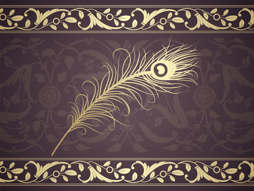 Peacock feathers and Indian ethnic pattern vector 02 peacock pattern indian feathers ethnic   