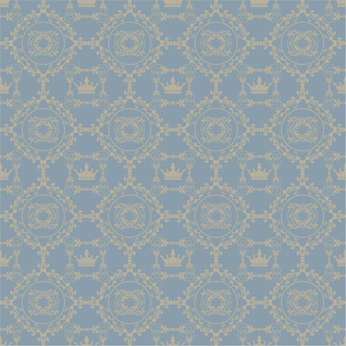 Retro floral with crown vector seamless pattern 14 seamless Retro font pattern floral crown   