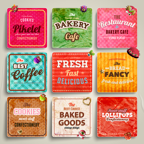 Cute Food Labels design vector 05 labels label food label food cute   