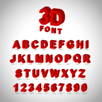 3D red Letters and numbers vector red numbers letters   