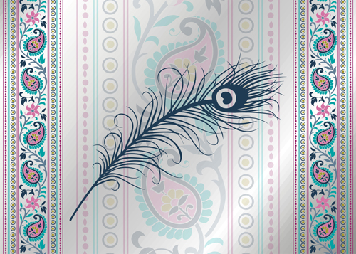 Peacock feathers and Indian ethnic pattern vector 01 peacock pattern indian feathers ethnic   