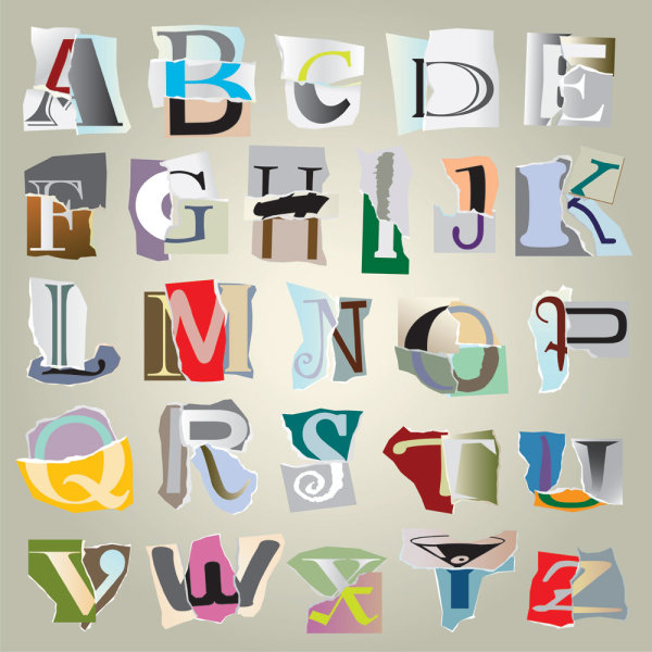 Tear paper font vector set 02 tear paper font   