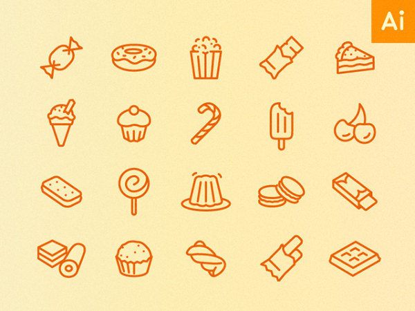 Hand drawn sweets and desserts icons vector sweets hand drawn desserts   