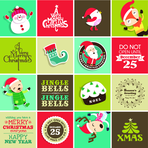 Vintage christmas elements and labels vector 02 vintage labels label elements element christmas   