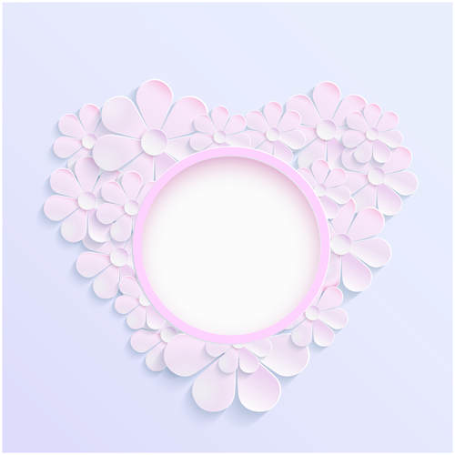 Pink paper flower with heart background vector pink paper heart flower background   