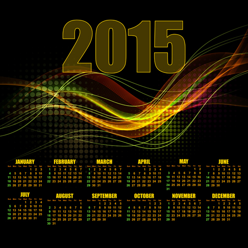 Calendar 2015 colored abstract vector colored calendar abstract 2015   