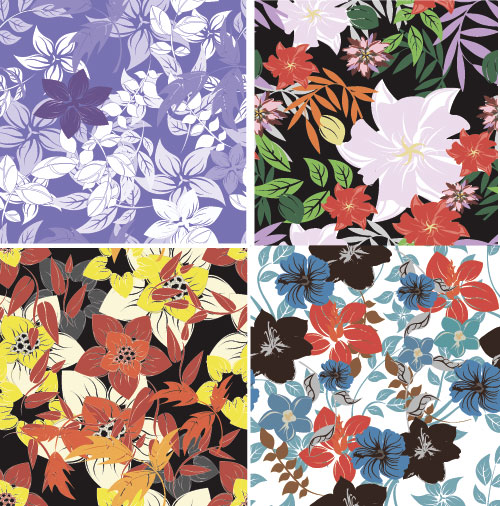 Flower vintage vector seamless pattern set 04 seamless pattern flower   