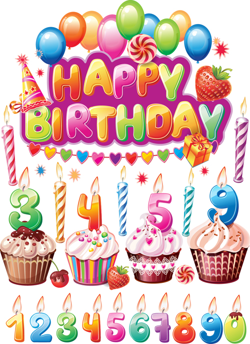 Happy Birthday elements cover Balloons and cake vector 02 happy birthday happy elements element cake birthday balloon   