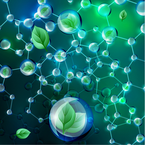 Molecule with green leaf vector template template molecule Green Leaf   