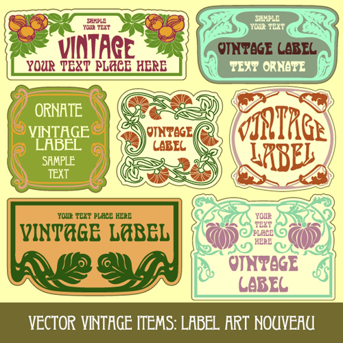 Vintage Label art design vector set 06 vintage label   