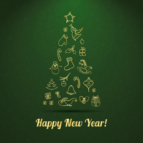 Creative christmas tree with new year background vecrtor 04 year tree new creative christmas background   