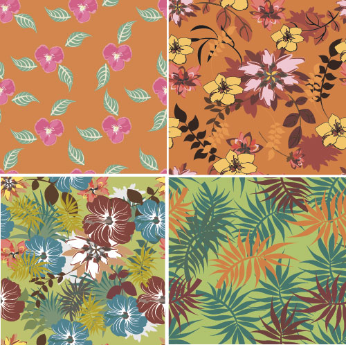 Flower vintage vector seamless pattern set 03 seamless pattern flower   